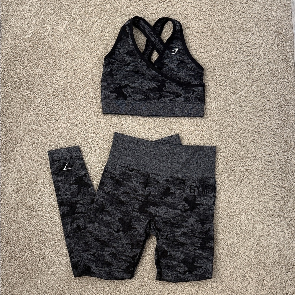 Gymshark Camo Sports Bra and Leggings Set